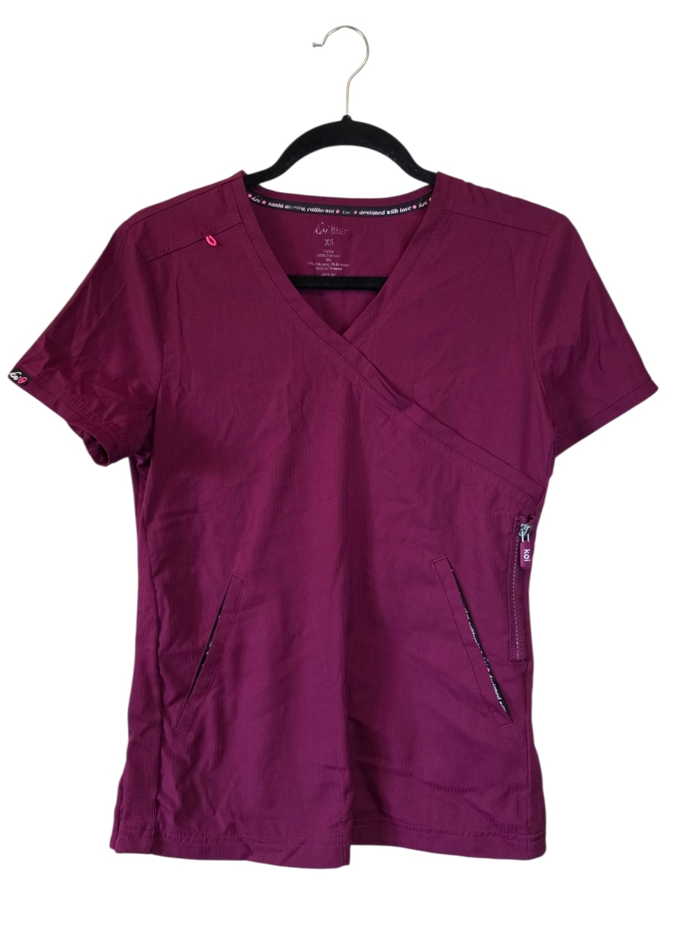 Koi Lite Serenity Scrub Set | Mock Wrap Top & Peace Pants | Wine/Grape, XS/S